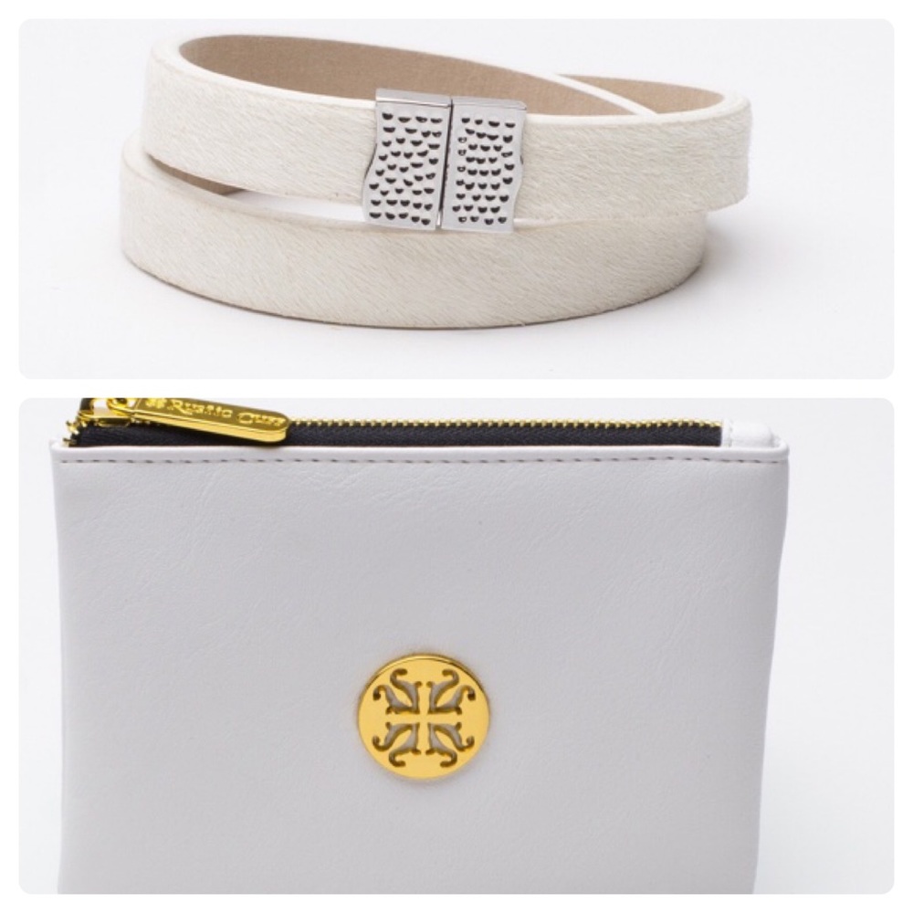 Rustic Cuff Haley Double Calfskin White/Silver